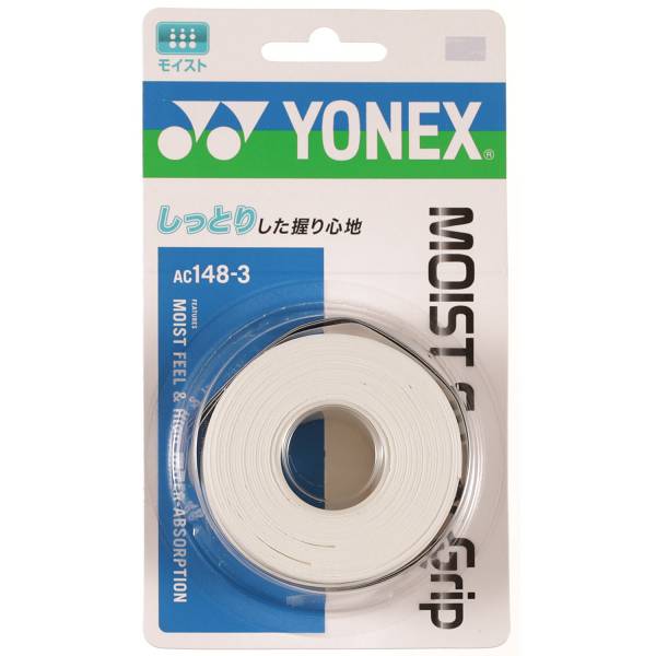 ◆◆送料無料 メール便発送 ＜ヨネックス＞ YONEX モイストスーパーグリップ（3本入り） AC1483 (011：ホワイト) テニス(ac1483-011-ynx1)