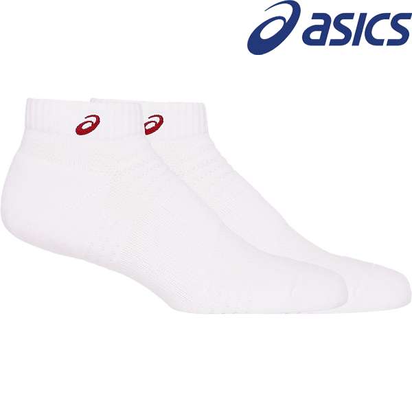 ◆◆●送料無料 メール便発送 ＜アシックス＞ ASICS ソックス10 (103：ブリリアントホワイト×クラシックレッド) 3033B869-103