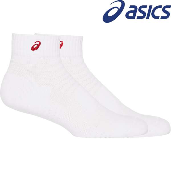 ◆◆●送料無料 メール便発送 ＜アシックス＞ ASICS ソックス13 (103：ブリリアントホワイト×クラシックレッド) 3033B870-103