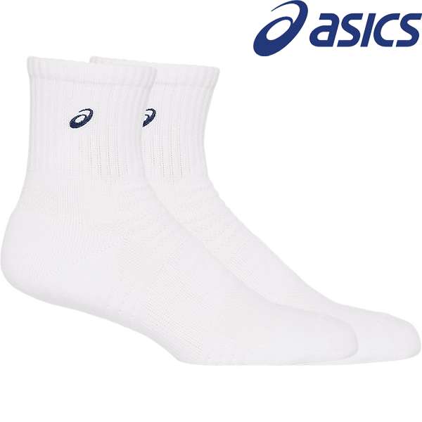 ◆◆●送料無料 メール便発送 ＜アシックス＞ ASICS ソックス18 (101：ブリリアントホワイト×ネイビー) 3033B871-101