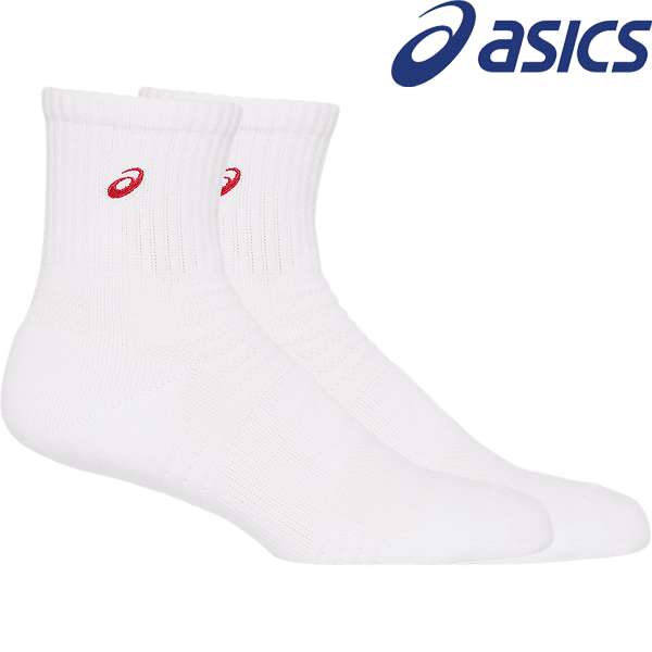 ◆◆●送料無料 メール便発送 ＜アシックス＞ ASICS ソックス18 (103：ブリリアントホワイト×クラシックレッド) 3033B871-103