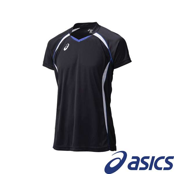 ◆◆送料無料 メール便発送 ＜アシックス＞ ASICS ゲームシャツHS (9001：BK／ホワイト) バレーボール メンズ XW1316-9001