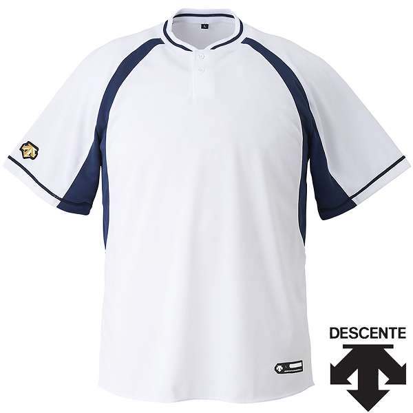 ◆◆○メール便発送 ＜デサント＞ DESCENTE ベースボールシャツ （SWDN：Sホワイト×Dネイビー） 野球 DB103B-SWDN