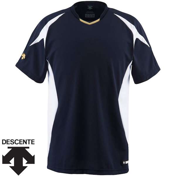 ◆◆○メール便発送 ＜デサント＞ DESCENTE ベースボールシャツ （DNSW：Dネイビー×Sホワイト） 野球 DB116-DNSW