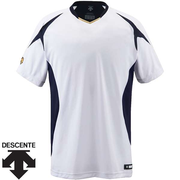 ◆◆○メール便発送 ＜デサント＞ DESCENTE ベースボールシャツ （SWDN：Sホワイト×Dネイビー） 野球 DB116-SWDN