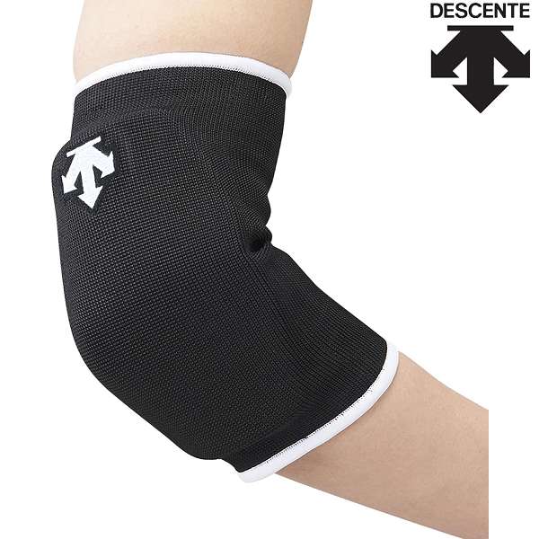 ◆◆○メール便発送 ＜デサント＞ DESCENTE エルボーパッド （BLK：ブラック×ホワイト） バレーボール DVB8710C-BLK