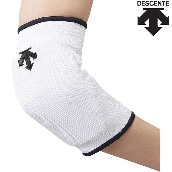 ◆◆○メール便発送 ＜デサント＞ DESCENTE エルボーパッド （WHT：ホワイト×ブラック） バレーボール DVB8710C-WHT