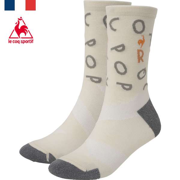 ◆◆○送料無料 メール便発送 ＜ルコック＞ le coq sportif MoveSox(総柄/ミドル丈) QMAXJB11 (WHGY：ホワイト×グレー)