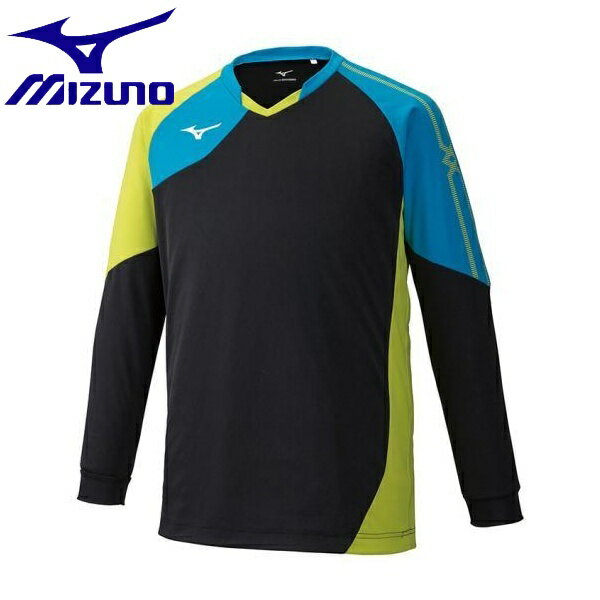 ◆◆ ＜ミズノ＞ MIZUNO ゲームシャツ(長袖)(バレーボール)[ジュニア] V2MA9021_j (93：ブラック×ディーバブルー×ライムグリーン)