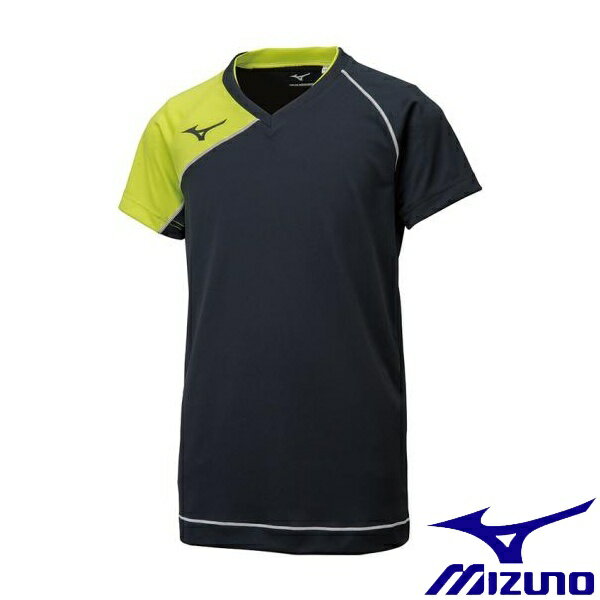 ◆◆送料無料 メール便発送 ＜ミズノ＞ MIZUNO ゲームシャツ(バレーボール)[ユニセックス] V2MA8001 (94：ブラック×ライムグリーン)