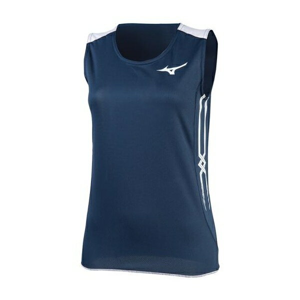 ◆◆送料無料 メール便発送 ＜ミズノ＞ MIZUNO レーシングシャツ(陸上競技)[レディース] U2MA8250 (14：ドレスネイビー×ホワイト)