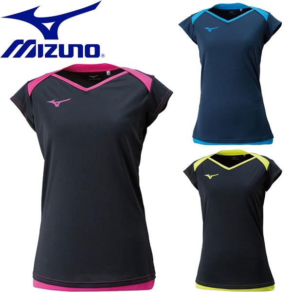 ◆◆送料無料 メール便発送 ＜ミズノ＞ MIZUNO レディース プラクティスシャツ(キャップスリーブ) バレーボール V2MA8282