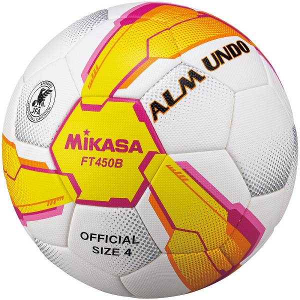 ◆◆ ＜ミカサ＞ MIKASA サッカーボールALMUNDO 検定球4号 FT450BYP (白×黄) サッカー・フットサル