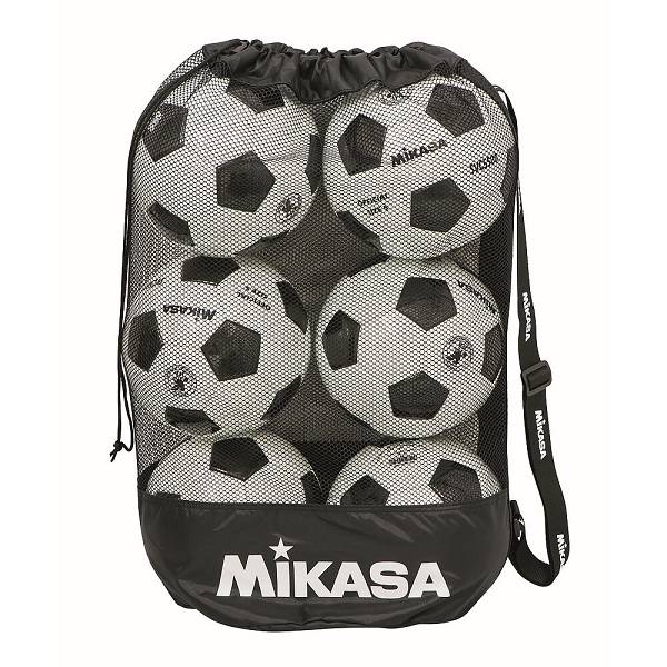 ◆◆送料無料 メール便発送 ＜ミカサ＞ MIKASA ボールバック メッシュ巾着型 中 MBAS (ブラック) サッカー・フットサル