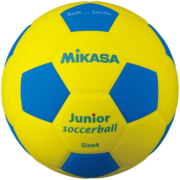 ◆◆ ＜ミカサ＞ MIKASA スマイルサッカー軽量4号 SF4JYBL (黄×青) サッカー・フットサル