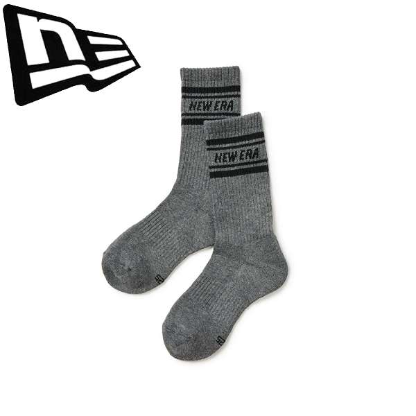 ◆◆メール便発送 ＜ニューエラ＞ NEWERA ソックス クルー 3ペア ライン チャコール 14489707
