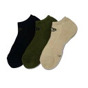 ◆◆メール便発送 <ニューエラ> NEWERA ソックス ショート 3ペア ブラック/オリーブ/カーキ 14518169(4)