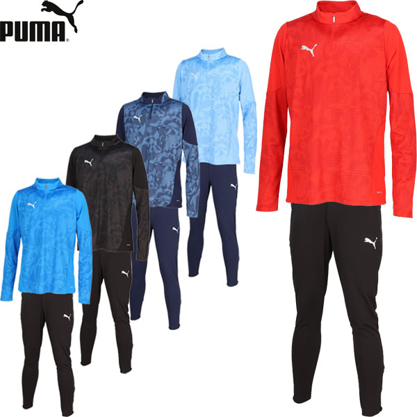 ◆◆ <プーマ> PUMA TEAMCUP トレーニング1/4ジップトップ&スリムパンツ メンズ ジャージ 上下セット サッカー 660216-660208