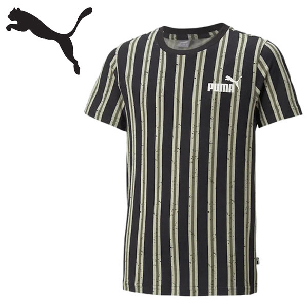 メール便発送 即納可☆【PUMA】プーマ キッズ ESS+ ストリートアート AOP ストライプ ジュニアTシャツ 6..