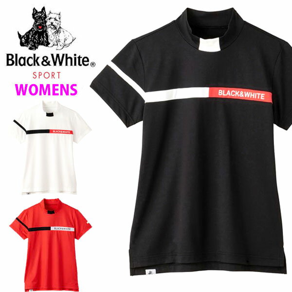送料無料 メール便発送 即納可☆【BLACK＆WHITE】ブラック＆ホワイト Misuzu Narita Model モックシャツ レディース ゴルフ BLS9512WJ