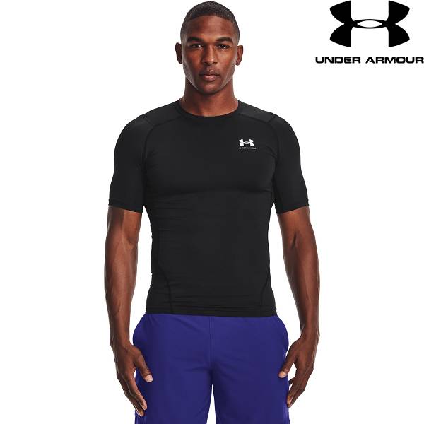 ◆◆メール便発送 ＜アンダーアーマー＞ UNDER ARMOUR UAヒートギアアーマー ショートスリーブ シャツ(トレーニング/MEN) 1361518 (BLACK/WHITE(001))