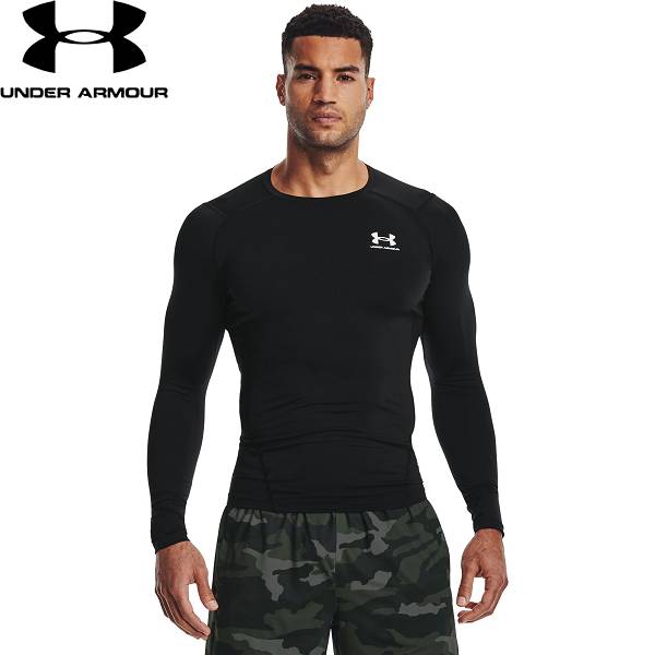 ◆◆送料無料 メール便発送 ＜アンダーアーマー＞ UNDER ARMOUR UAヒートギアアーマー ロングスリーブ シャツ(トレーニング/MEN) 1361524 (BLACK/WHITE(001))