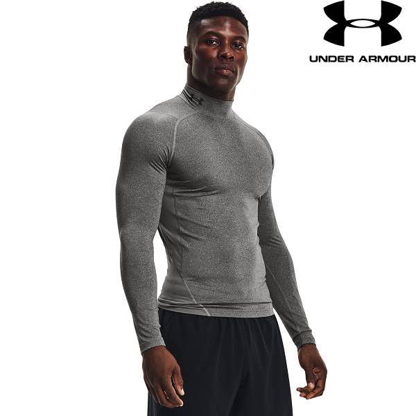 ◆◆メール便発送 ＜アンダーアーマー＞ UNDER ARMOUR UAヒートギアアーマー ロングスリーブ シャツ モック(トレーニング/MEN) 1369606 (CARBONHEATH(090))