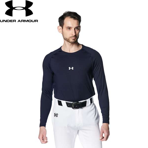 ◆◆メール便発送 ＜アンダーアーマー＞ UNDER ARMOUR UAヒートギア コンフォート フィッティド ロングスリーブ クルーネック シャツ(ベースボール/MEN) 1384731 (MDN(410))