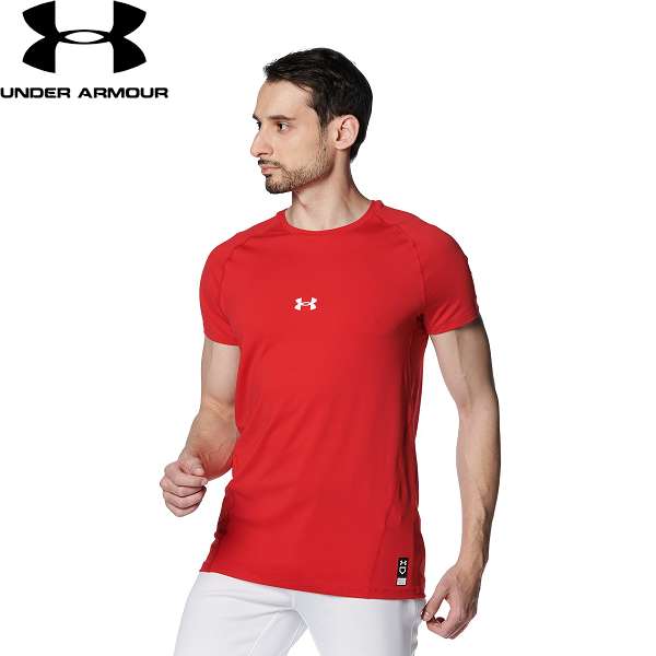 ◆◆送料無料 メール便発送 ＜アンダーアーマー＞ UNDER ARMOUR UAヒートギア コンフォート フィッティド ショートスリーブ クルーネック シャツ(ベースボール/MEN) 1384732 (Red(600))