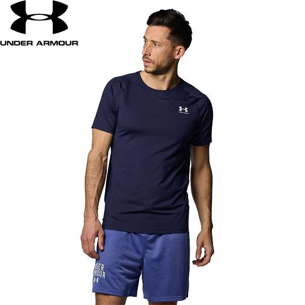 ◆◆メール便発送 ＜アンダーアーマー＞ UNDER ARMOUR UAヒートギア フィッティド ショートスリーブシャツ(トレーニング/MEN) 1387941 (MidnightNavy(410))
