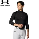 ◆◆メール便発送 <アンダーアーマー> UNDER ARMOUR UAヒートギアアーマー コンプレッション 3/4モック シャツ(ベースボール/MEN) 1358644 (Black(001))(4)