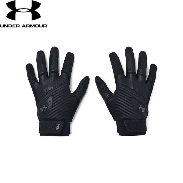 ◆◆メール便発送 ＜アンダーアーマー＞ UNDER ARMOUR UAハーパー プロ バッティンググローブ(ベースボール/MEN) 1385423 (Black/Black/MetallicGunMetal(001))
