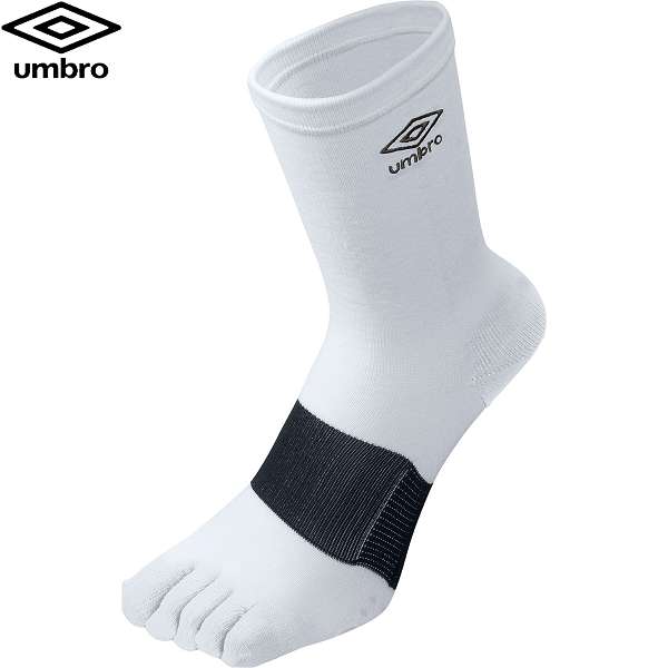 ◆◆○メール便発送 ＜アンブロ＞ UMBRO 五本指ミドルソックス (WBK：ホワイト×ブラック×ブラック) サッカー UAS8422-WBK