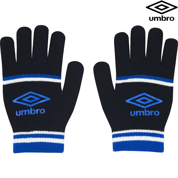 ◆◆○メール便発送 ＜アンブロ＞ UMBRO ニットグローブ UUAYJD54 (BKBL：ブラック×ブルー) サッカー・フ..