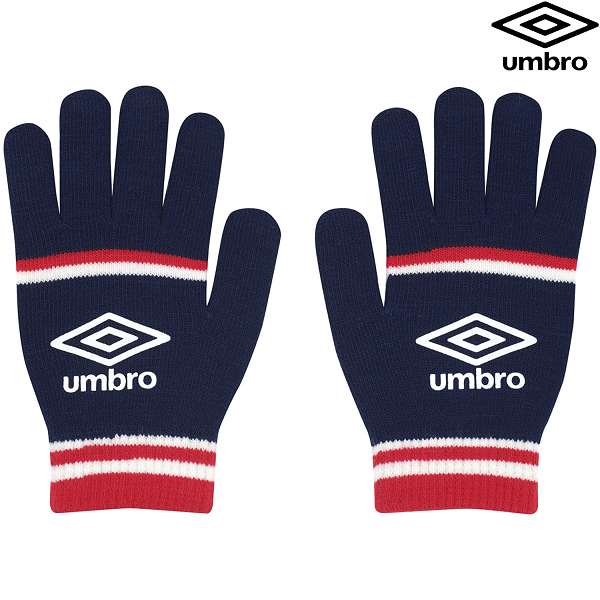 ◆◆○メール便発送 ＜アンブロ＞ UMBRO ニットグローブ UUAYJD54 (NVRD：ネイビー×レッド) サッカー・フ..