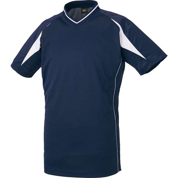 ◆◆○メール便発送 ＜ゼット＞ ZETT 野球 Vネックベースボールシャツ ベースボールTシャツ (2911：ネイビ..