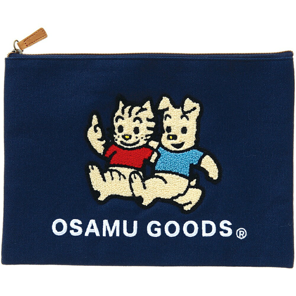 【公式】　OSAMU　GOODS　オサムグッズ　原田治　ポーチ サガラ刺繍 フラットポーチ ネイビー F23029 学研ステイフルのサムネイル