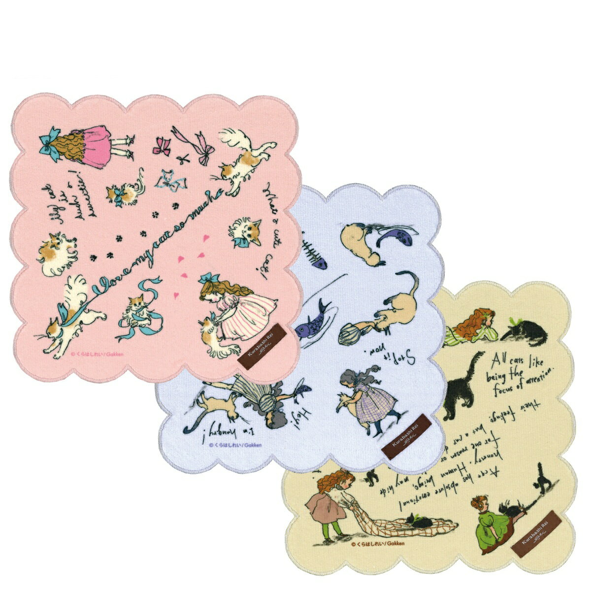 楽天学研ステイフル　楽天市場店＜予約受付中＞ ＼12月11日発売新商品／ くらはしれい　プリント スカラップ ハンカチ　 PNK PPL BEG 文具 雑貨 ニシオ