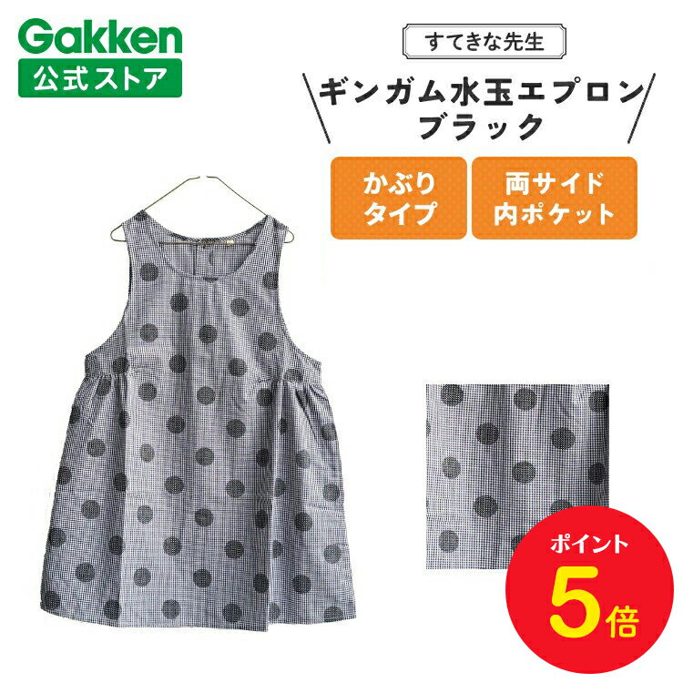 【BF限定P5倍】学研 すてきな先生 保育士エプロン ギンガム水玉エプロン M L 2L 3L 4L 5L ブラック エプロン 保育士 かわいい おしゃれ 保育...