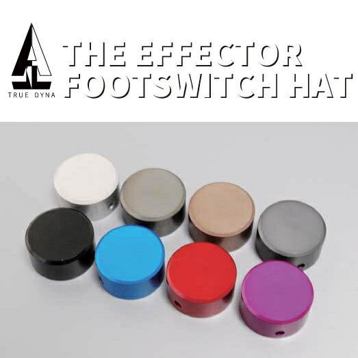 THE EFFECTOR FOOTSWITCH HATは一般的なエフェクターやスイッチャーに用いられるフットスイッチの先端に取り付けて踏みやすくすると同時に、複数の力ラーで色分けすることで、視覚的にも見やす＜、踏み間違えをしない様サポートします。取付けの際は工具など必要なく、上から押し込むだけで取り付けできます。
