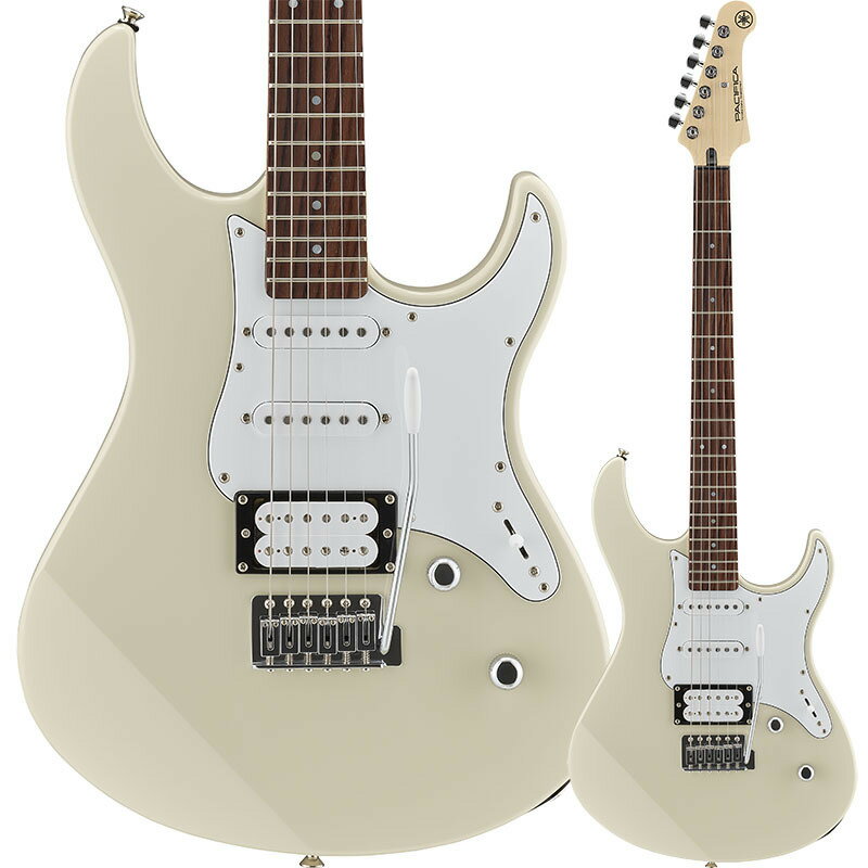 高いポテンシャルで結実した充実の基本性能。ギタリストの才能を引き出すベーシックモデル。アルニコVマグネット採用ピックアップシングル、ハムバッキングともにアルニコVマグネットのピックアップを採用。クリアで音ヌケがよく、アンサンブルに埋もれないタイトなサウンドを生み出します。コイルタップ機能リアのハムバッキングピックアップにコイルタップ機能を搭載。トーンツマミのスイッチにより、ハムバッキング→シングル、シングル→ハムバッキングの切り替えが演奏中でも瞬時に行えるので、ハードなディストーションサウンドからエッジの効いたシングルコイルサウンドまで、幅広いサウンドメイクが楽しめます。また、ピックアップセレクターを4ポジションに設定すれば、自動的にリアピックアップがコイルタップとなり、シングル×2基の透明感のあるハーフトーンが得られます。ブロックサドル採用のヴィンテージトレモロ操作性に優れるヴィンテージタイプのトレモロユニットに、ブロックサドルを採用。折り曲げタイプのサドルに比べて重量のあるブロックサドルが、豊かなサスティンと深みのあるサウンドを生み出します。エスカッションマウント・リア・ピックアップPACIFICAシリーズの上位モデルと同様、リアピックアップをピックガードではなく、エスカッション方式でボディに直接マウント。ボディの振動をピックアップがダイレクトに受け止め、迫力のあるダイナミックなサウンドを出すことが出来ます。白黒白3プライピックガード白・黒・白の3プライのピックガードを採用。黒のラインがシャープさと高級感を演出します。【仕様】・ボディタイプ ：Alder・棹/ネック ：Maple・指板： Rosewood 22F （350R）・駒/ブリッジ： Block Type/Vintage Type・弦長 ：648mm・ピックアップシステム ：Alnico Single Coil x 2, Alnico Humbucker x 1・コントロール機能 ：5P Selector SW・ソフトケース付属