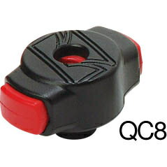 QC8 (US. PAT.NO.7629526) (M8: 1pc/pack)本体側面の赤い部分を摘まむように押し込むことで、素早くワンタッチで着脱可能なシンバルメイト。