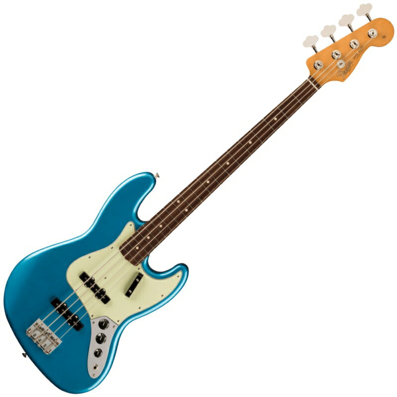 Vintera&#174; II 60s Jazz Bass&#174;は、60年代のタイムレスなサウンドを現代に蘇らせ、フェンダーならではのアイコニックなルックス、インスピレーション、比類ないトーンを提供します。Vintera&#174; II 60s Jazz Bass&#174;は、アルダーボディにローズウッド指板のメイプルネックを採用し、パンチと透明感に溢れたクラシックなフェンダートーンを実現します。60年代初期の"C"シェイプネックは、直感的で魅力的なプレイアビリティを提供する60年代モデルのネックプロファイルをベースに設計されており、7.25インチラジアス指板とヴィンテージトールフレットにより、大胆なベンディングや繊細なビブラートが可能で、ヴィンテージの快適さが得られます。ヴィンテージスタイルの60年代初期のシングルコイルピックアップは、温かでダイナミック、パワフルなフェンダーサウンドを提供します。ヴィンテージスタイルの4サドル式ブリッジとチューニングマシンは、クラシックなルックスに加え、イントネーションとチューニングの安定性を向上させます。Vintera&#174; II 60s Jazz Bass&#174;のクラシックなヴィンテージフィールと比類なきフェンダーサウンドで、あなたにしかできない、新たな音楽の歴史を刻み始めましょう。FEATURES・アルダーボディ・7.25インチラジアスのローズウッド指板、ヴィンテージトールフレット・60年代初期の"C"ネックシェイプ・ヴィンテージスタイルMid-'60sピックアップ・ヴィンテージスタイルチューニングマシン・ヴィンテージスタイル4スレデッドスチールサドル式ブリッジModel Number : 0149230302Body Material: AlderBody Finish: Gloss PolyesterNeck: Maple, Early ‘60s “C”Neck Finish: Gloss UrethaneFingerboard: Slab Rosewood, 7.25” (184.1 mm)Frets: 20, Vintage TallPosition Inlays: White Dot (Slab Rosewood)Nut (Material/Width): Synthetic Bone, 1.5” (38.1 mm)Tuning Machines: Vintage-Style Open-BackScale Length: 34” (86.36 cm)Bridge: 4-Saddle Vintage-Style with Threaded Steel SaddlesPickguard: 3-Ply Mint Green (302, 340), 4-Ply Tortoiseshell (306)Pickups: Vintage-Style ‘60s Single-Coil Jazz Bass&#174; (Bridge), Vintage-Style ‘60s Single-Coil JazzBass&#174; (Middle), (Neck)Controls: Volume 1. (Middle Pickup), Volume 2. (Bridge Pickup), ToneControl Knobs: Black PlasticHardware Finish: Nickel/ChromeStrings: Fender&#174; USA 7250M Nickel Plated Steel (.045-.105 Gauges), PN 0737250406Case/Gig Bag: Included: Deluxe Gig Bag