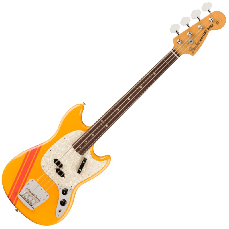 Vintera&#174; II 70s Mustang&#174; Bassは、70年代のタイムレスなサウンドを現代に蘇らせ、フェンダーならではのアイコニックなルックス、インスピレーション、比類ないトーンを提供します。Vintera&#174; II 70s Mustang&#174; Bassは、アルダーボディにローズウッド指板のメイプルネックを採用し、パンチと透明感に溢れたクラシックなフェンダートーンを実現します。70年代初期の"C"シェイプネックは、直感的で魅力的なプレイアビリティを提供する70年代モデルのネックプロファイルをベースに設計されており、7.25インチラジアス指板とヴィンテージトールフレットにより、大胆なベンディングや繊細なビブラートが可能で、ヴィンテージの快適さが得られます。ヴィンテージスタイルの70年代式スプリットコイルピックアップは、温かでダイナミック、パワフルなフェンダーサウンドを提供します。ヴィンテージスタイルの4サドル式ブリッジとチューニングマシンは、クラシックなルックスに加え、イントネーションとチューニングの安定性を向上させます。Vintera&#174; II 70s Mustang&#174; Bassのクラシックなヴィンテージフィールと比類なきフェンダーサウンドで、あなたにしかできない、新たな音楽の歴史を刻み始めましょう。FEATURES・アルダーボディ・7.25インチラジアスのローズウッド指板、ヴィンテージトールフレット・70年代初期の"C"ネックシェイプ・ヴィンテージスタイル70年代式スプリットコイルピックアップ・ヴィンテージスタイルMustang Bassブリッジ・ヴィンテージスタイルオープンバックチューニングマシン・デラックスギグバッグ付属Model Number : 0149260339Body Material: AlderBody Finish: Gloss PolyesterNeck: Maple, Early ‘70s “C”Neck Finish: Gloss UrethaneFingerboard: Slab Rosewood, 7.25” (184.1 mm)Frets: 20, Vintage TallPosition Inlays: White Dot (Slab Rosewood)Nut (Material/Width): Synthetic Bone, 1.625” (41.3 mm)Tuning Machines: Fender&#174; ‘70s Vintage-Style Stamped Open-GearScale Length: 30” (762 mm)Bridge: 4-Saddle Mustang&#174; Bass Strings-Through-BodyPickguard: 4-Ply Aged White PearloidPickups: (Bridge), Vintage-Style ‘70s Split Single-Coil Mustang Bass&#174; (Middle), (Neck)Controls: Master Volume, Master ToneControl Knobs: Black PlasticHardware Finish: Nickel/ChromeStrings: Fender&#174; USA 7250M Nickel Plated Steel (.045-.105 Gauges), PN 0737250406Case/Gig Bag: Included: Deluxe Gig Bag