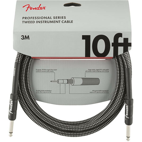 Fender Professional Series Instrument Cables, 10 039 , Gray Tweed ギター ベース用ケーブル〈フェンダー〉