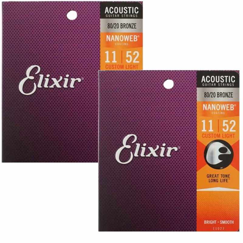 〈2set〉Elixir 11027 ACOUSTIC NANOWEB Custom Light 11-52 アコースティックギター弦〈エリクサー〉