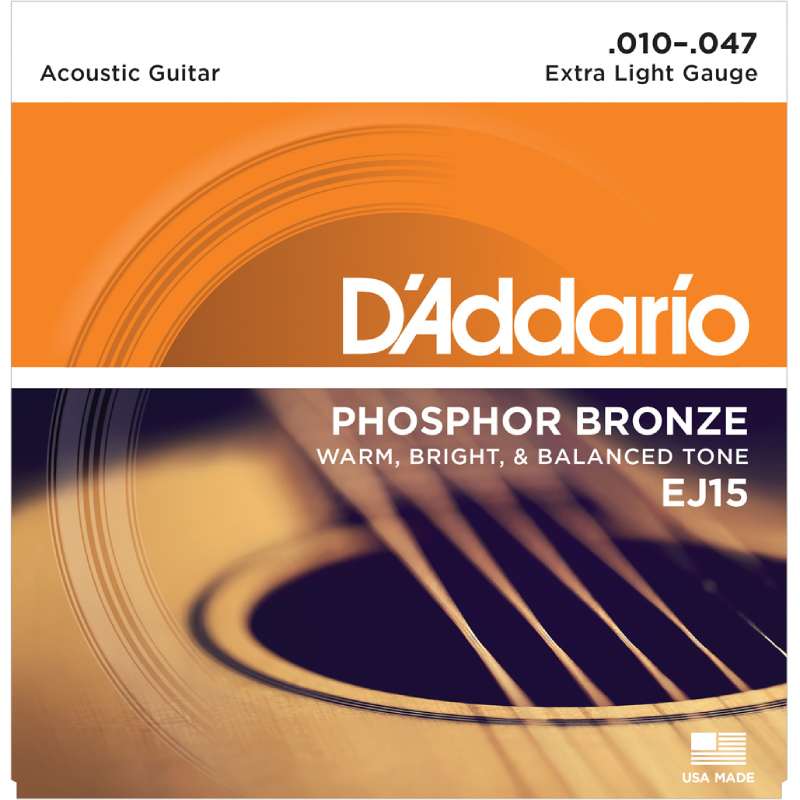 D'addario EJ15 Extra Light アコースティック弦 Phosphor Bronze Round Wound〈ダダリオ〉