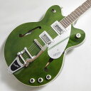 G2604T Streamliner&#8482; Rally 2 Center Block Double-Cut with Bigsby&#174; は、Gretschの過去の名機を現代に蘇らせたモデルです。G2604Tのサウンドは、2基のSuper Hilo&#700;Tron&#8482;ハムバッカーによって駆動され、プレイヤーがグレッチに期待する透明感と煌びやかなトーンを、往年のHilo&#700;Tron&#8482;ピックアップよりも高い明瞭度と高出力でよりパワフルに実現しています。マホガニーセンターブロックはボディの長さに合わせてチェンバー加工されており、トップを補強しながらも不要なフィードバックを効率的に抑え込み、大音量のロックパフォーマンスにおいても快適な演奏が可能です。ネックとブリッジピックアップのボリュームコントロール、マスタートーン、マスターボリューム、3ウェイピックアップスイッチングといった伝統的なコントロール構成により、Streamlinerのパワーとトーンが存分に引き出されます。白いバインディングを施したナトーネックは、エレガントなパーロイドNeo-Classic&#8482;サムネイルインレイと22本のミディアムジャンボフレットを配した12インチラジアスローレル指板を備え、コード弾きや激しいリフプレイに最適な薄めのUシェイプを採用しています。 BigsbyライセンスのB70 Vibratoテイルピースを搭載し、演奏に妖艶な輝きと表情を加えます。Gretsch G-Arrowラジオコントロールノブ、エレガントなエイジドホワイトバインディングとブラックパーフリング、ヴィンテージスタイルのラリーストライプがあしらわれたプレキシピックガードとトラスロッドカバー、アーチドラミネートメイプル構造といったクラシックなレトロスタイルをフィーチャーしています。一度手にしたら手放せなくなるG2604Tは、ロックンロールの黎明期からプレイヤーたちの賞賛を受けて来たサウンドと、クラシックなスタイルを併せ持っています。ヴィンテージの美しさと、モダンな演奏性とパフォーマンスを兼ね備えたG2604Tは、高品位な楽器を求めるギタリストのために設計されています。FEATURES・Super Hilo’Tron&#8482;ピックアップ・ダブルカッタウェイの16インチアーチドメイプルボディ、チェンバードマホガニーセンターブロック・パーロイドNeo-Classic&#8482;サムネイルインレイと22本のミディアムジャンボフレットを配した12インチラジアスローレル指板・Gretsch G-Arrowラジオコントロールノブ・ヴィンテージスタイルのラリーストライプがあしらわれたプレキシピックガードとトラスロッドカバー・Bigsby&#174; B70 VibratoテイルピースModel Number：2806104581Neckネック : Natoネックフィニッシュ : Glossネックシェイプ : Thin "U"ネック : Set-Neckフィンガーボードラジアス : 12" (305 mm)フィンガーボード : Laurelポジションインレイ : Pearloid Neo-Classic&#8482; Thumbnailフレット : 22ナット : Synthetic Boneナット : 幅1.6875" (42.86 mm)ナット : Synthetic Boneボディボディ : Arched Laminated Mapleボディフィニッシュ : Glossボディシェイプ : Streamliner&#8482; Center Blockボディトップ : Laminated Mapleボディバインディング : Aged White with Black Purflingボディバック : Arched Laminated MapleBODY STYLE : Gretsch&#174; Center Block Guitarsボディ : Arched Laminated MapleCUTAWAY : Double Cutawayブレイシング : Center Blockウェイスト : 9.75" (248mm)SOUND HOLE : F-Holes, BoundHardwareブリッジ : Anchored Adjusto-Matic&#8482;ブリッジカバー/テイルピース : Bigsby&#174; B70BRIDGE MOUNTING : Anchoredピックガード : Copper Metallic Plexi w/ Gold Gretsch&#174; Logo & Cream Rally Stripesピックアップカバー : Nickelコントロールノブ : Gretsch&#174; Radio G-ArrowSWITCH TIP : Blackハードウェアフィニッシュ : Nickelチューニングマシーン : Die-Castストリング : Nickel Plated Steel (.010-.046 Gauges)ストラップボタン : StandardElectronicsブリッジピックアップ : Super Hilo'Tron&#8482;ネックピックアップ : Super Hilo'Tron&#8482;ピックアップコンフィギュレーション : Super HiLo'Tron&#8482; / Super HiLo'Tron&#8482;コントロール : Volume 1. (Neck Pickup), Volume 2. (Bridge Pickup), Master Volume, Master Toneスウィッチ3-Position Toggle: Position 1. Bridge Pickup, Position 2. Bridge and Neck Pickups, Position 3. Neck Pickup保証書・ギグバック付属　