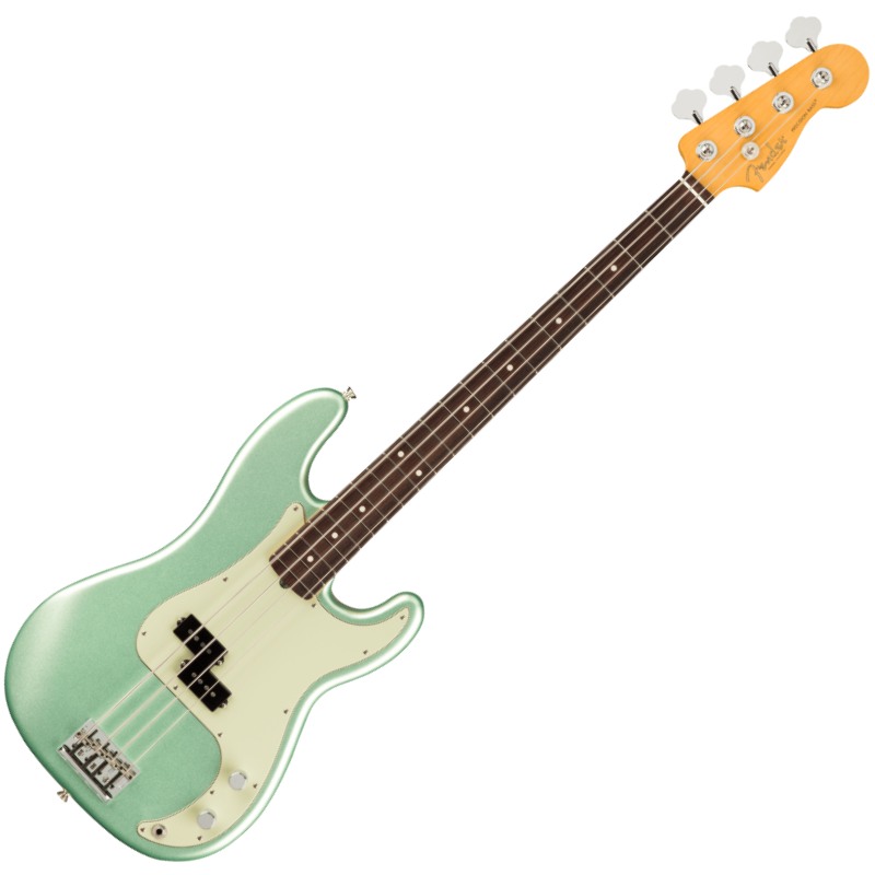 American Professional II Precision Bass&#174;は、60年以上に渡る革新、インスピレーション、進化を経て、現代のプレイヤーの要求に応えます。定番の’63 P Bassシェイプネックは、丁寧にエッジがロールオフされ、至高の演奏体験を約束する"Super-Natural"サテン仕上げが施されています。また新たに設計されたネックヒールを採用し、快適なフィーリングとハイポジションへの容易なアクセスを実現しました。新しいV-Mod II Precision Bass Split-Coilピックアップは、これまで以上に繊細なトーンを奏で、Precision Bassならではの圧巻のローエンドを提供します。American Professional II Precision Bass&#174;の手に馴染む感覚とサウンドの多様性は、手に取り、耳にした瞬間、すぐにお分かりいただけることでしょう。プロの楽器の新たなスタンダードとなるような幅広い改良が、American Professional IIシリーズには詰め込まれています。FEATURES・V-Mod II split-coil Precision Bassピックアップ・63 P Bassネックシェイプ・ボーンナット、20本のナロートールフレット・豊かなサスティンを実現するHiMass&#8482;ヴィンテージブリッジ・テーパードシャフトチューナー、Posiflexグラファイトトラスロッドを装備・デラックスハードケース付属Model Number : 0193930718Series: American Professional IIBody Material: AlderBody Finish : Gloss UrethaneNeck : Maple, 1963 “C”Neck Finish : “Super-Natural” Satin Urethane Finish on Back of Neckwith Gloss Urethane Headstock FaceFingerboard: Rosewood, Maple - 9.5” (241 mm) RadiusFrets: 20, Narrow TallPosition Inlay s: White Dot (Rosewood), Black Dot (Maple)Nut ( Material/ Width ) : Bone, 1.625” (41.3 mm)Tuning Machines: Fender Lightweight Vintage-Style .Keys with Tapered ShaftsScale Length : 34” (864 mm)Bridge: 4-Saddle HiMass Vintage (String-Through-Body or Top-load)Pickguard : 4-Ply Tortoiseshell (Olympic White, 3-Color Sunburst) 3-Ply Black(Mercury, Dark Night) 3-Ply Mint Green (Miami Blue, Mystic Surf Green, Black)Pickups: V-Mod II Split Single-Coil Precision Bass (Middle)Controls: Master Volume, Master ToneControl Knobs: Knurled Flat-TopHardware Finish : Nickel/ChromeStrings: Fender USA 7250M Nickel Plated Steel (.045-.105 Gauges), PN0737250406Case/ Gig Bag : Deluxe Molded Case (Included)