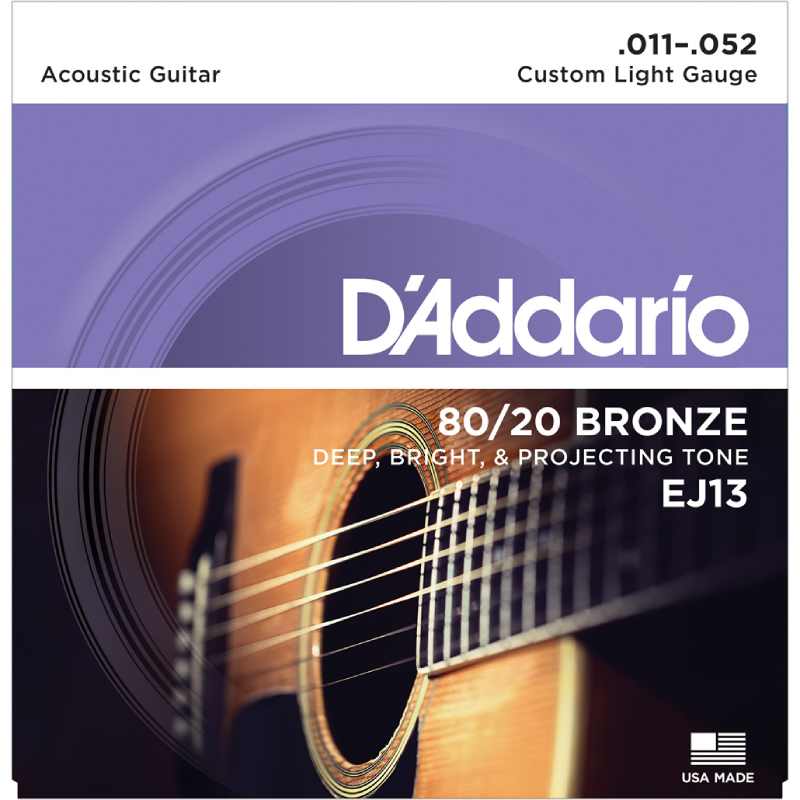 D'addario EJ13 ƥå 80/20 Bronze Round Wound Custom Light .011-.052ҥꥪ